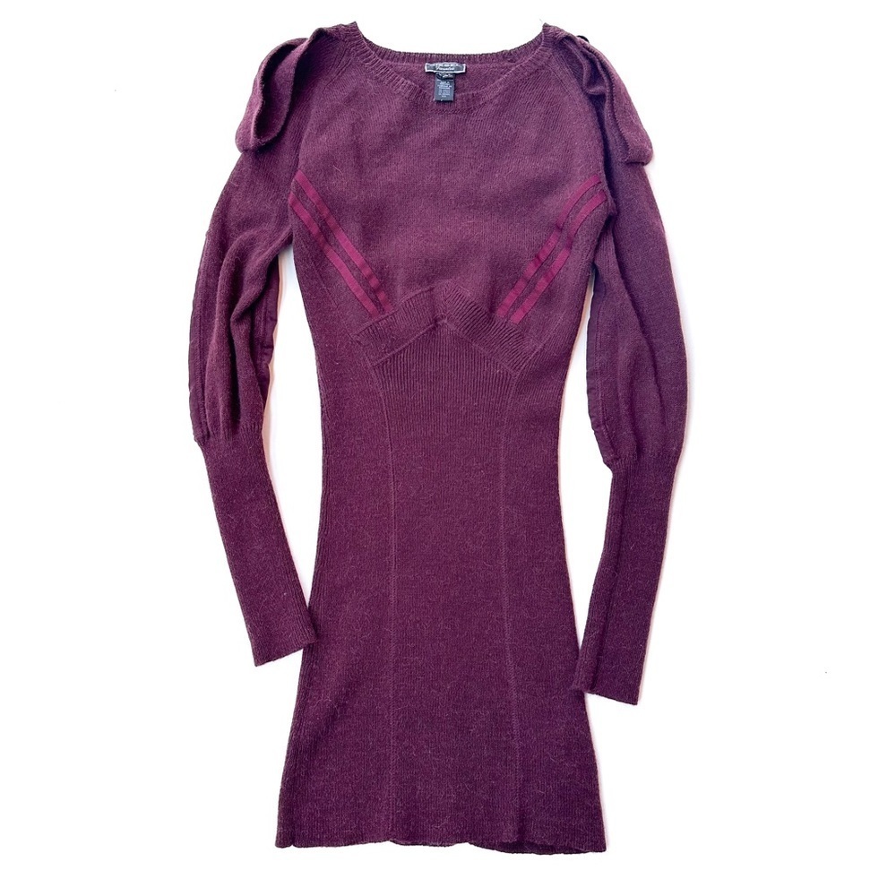 [SOLD] DIESEL Alpaca Wool Blend Burgundy Red Y2K Fitted Knit Ribbed Dress XS